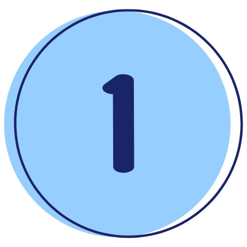 A large, bold number "1" in dark blue, centered within a light blue circle with a double blue outline.