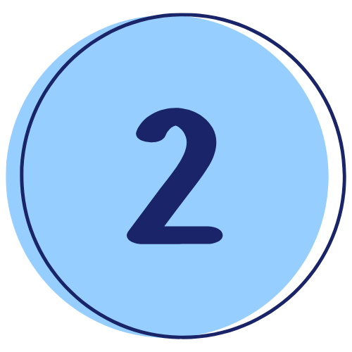 A large, bold number "2" in dark blue, centered within a light blue circle with a double blue outline.