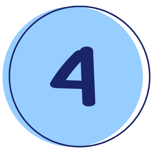 A large, bold number "4" in dark blue, centered within a light blue circle with a double blue outline.